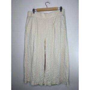 Torrid Pants Women's Beige Lightweight Linen Blend Wide Leg Crop Pockets Size 0